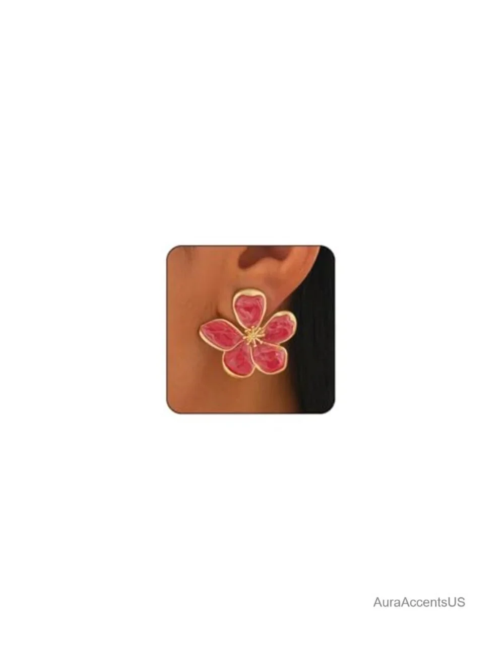 Large Statement Flower Earrings for Women Gold Alloy Enamel Stud Earrings